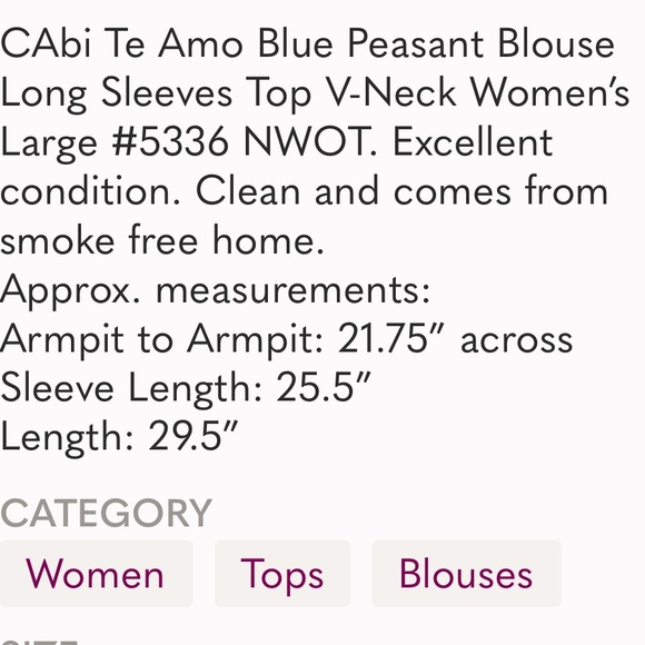 Cabi Tunic Top Womens Large Blue Script Print V-neck Relaxed Breezy Lightweight - Picture 3 of 11